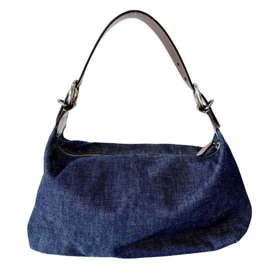 PRADA Blue Denim & Brown Leather Handle Bag, in , Sold by HIVE PRELOVED - Handle Bags, ,