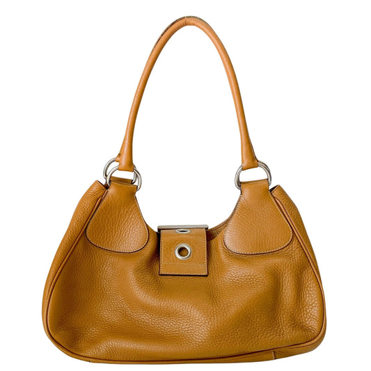 PRADA Caramel Brown Belt Buckle Leather Shoulder Bag, in , Sold by HIVE PRELOVED - Shoulder Bags, ,