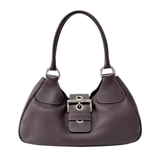 PRADA Chocolate Brown Leather Belt Shoulder Bag, in , Sold by HIVE PRELOVED - Shoulder Bags, ,