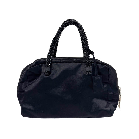 PRADA Evening bear Bijoux Bags Hand Bag Satin / Leather Black, in , Sold by HIVE PRELOVED - Handle Bags, Mini bags,