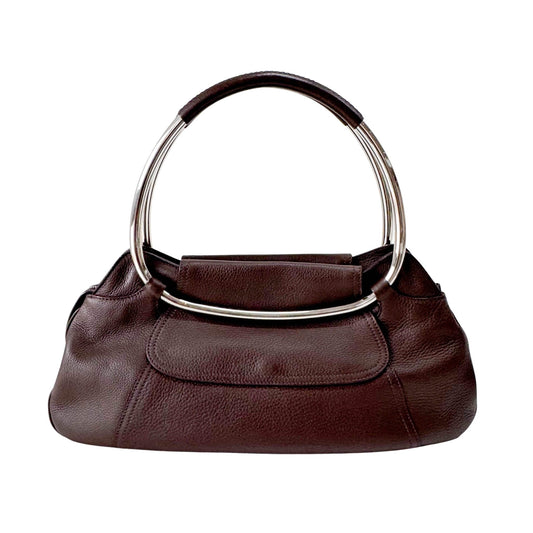 PRADA Leather Brown Bag Metal Handle, in , Sold by HIVE PRELOVED - Shoulder Bags, ,