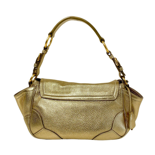 PRADA Metallic Gold Vitello Daino Flap Shoulder Bag, in , Sold by HIVE PRELOVED - Shoulder Bags, ,