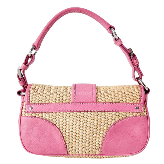 PRADA Pink Leather and Raffia Shoulder Bag, in , Sold by HIVE PRELOVED - Shoulder Bags, ,