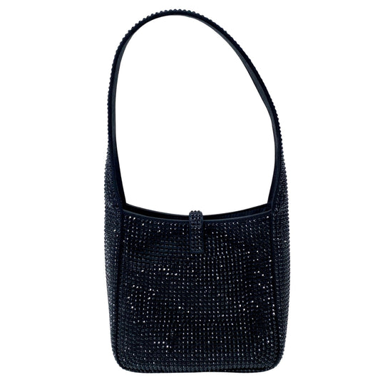 SAINT LAURENT Rare Sparkling Rhinestone Black Satin Shoulder Bag, in , Sold by HIVE PRELOVED - Handle Bags, ,