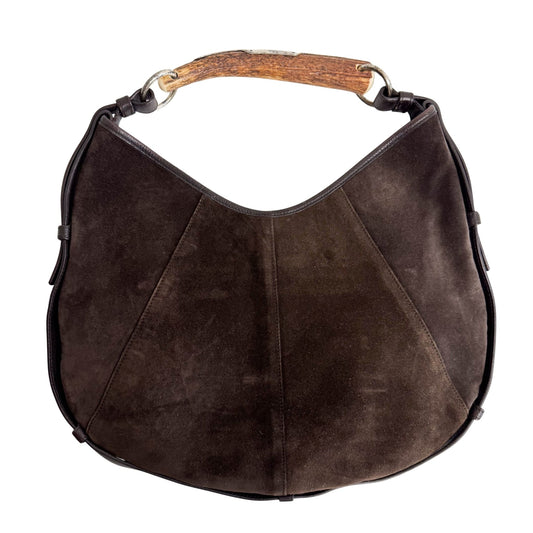 SAINT LAURENT YSL Mombasa Suede and Mink Handle Bag Brown, in , Sold by HIVE PRELOVED - Handle Bags, Shoulder Bags,