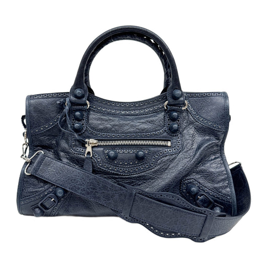 The City Blue Leather Two Way Bag