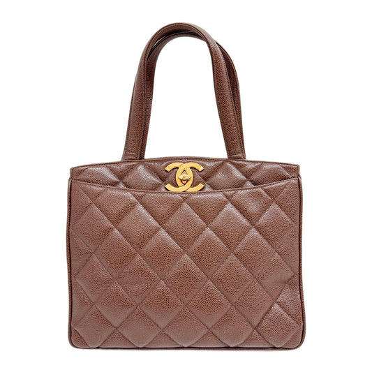 Matelasse Brown Leather Hand Bag