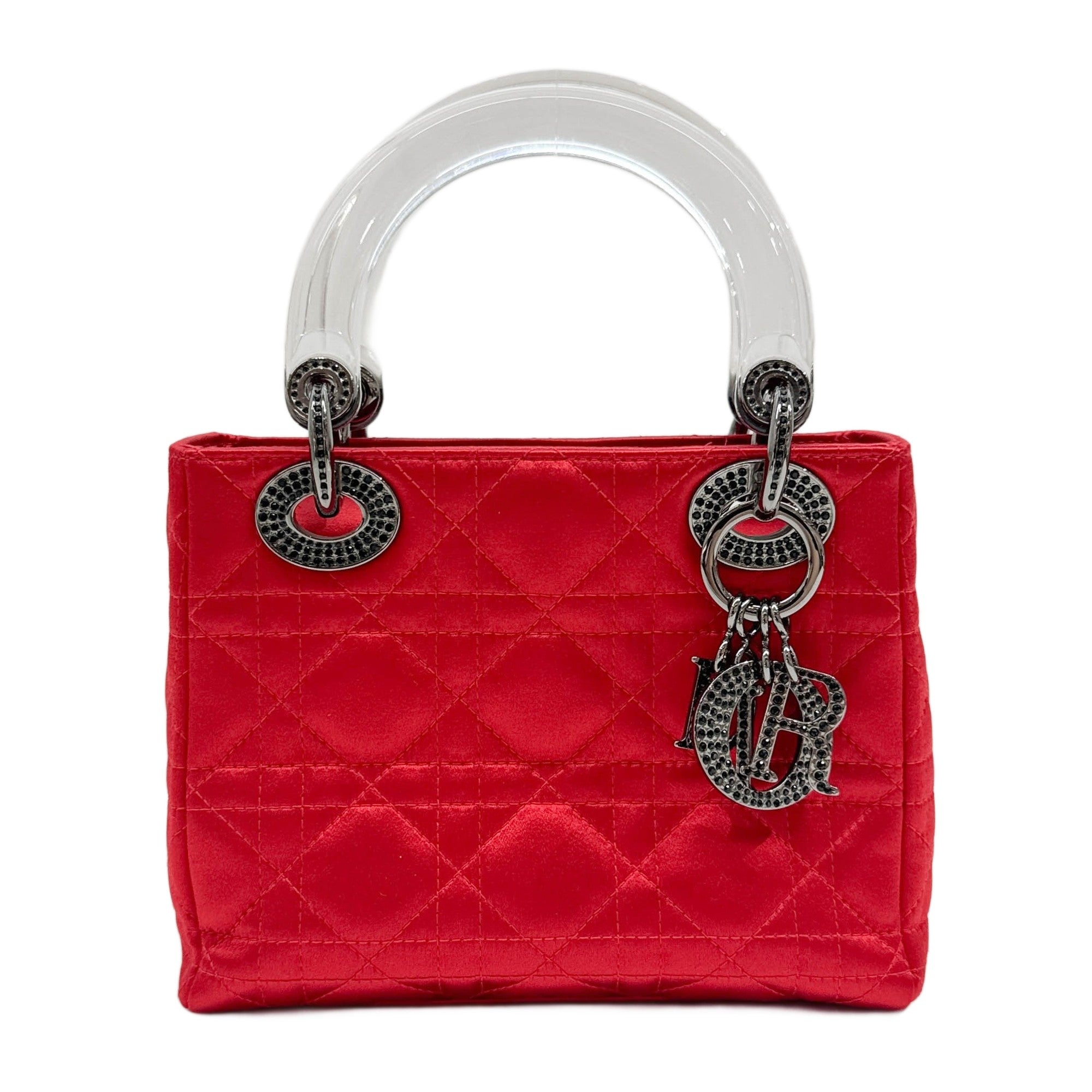 Lady Dior Cannage Red Satin Hand Bag