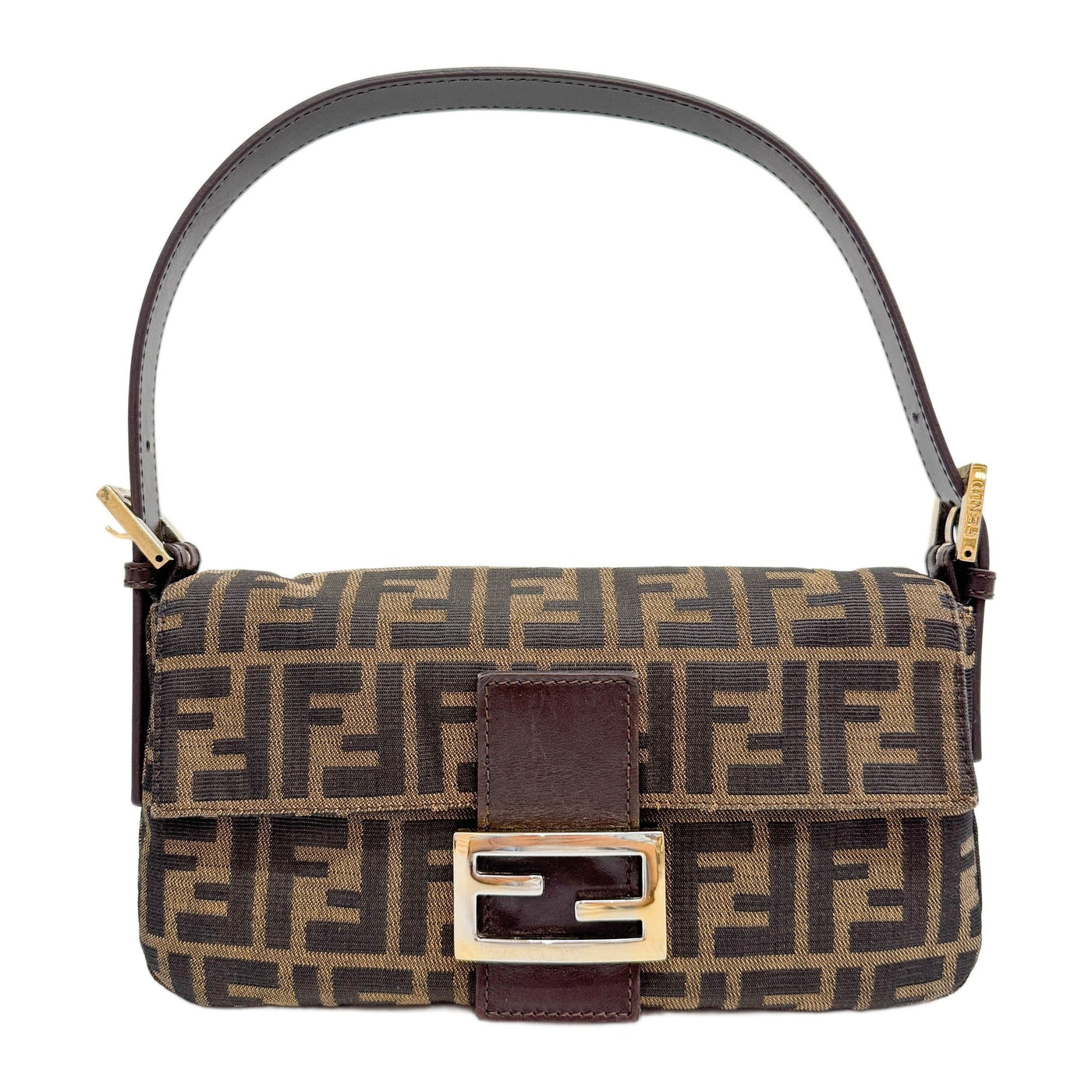 Baguette Brown Zucca Canvas Shoulder Bag