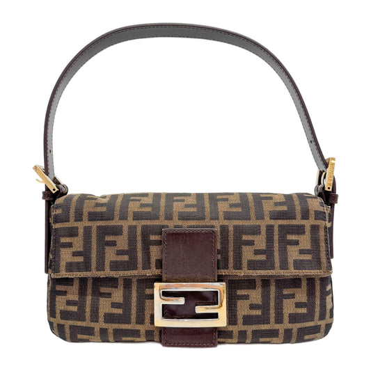Baguette Brown Zucca Canvas Shoulder Bag