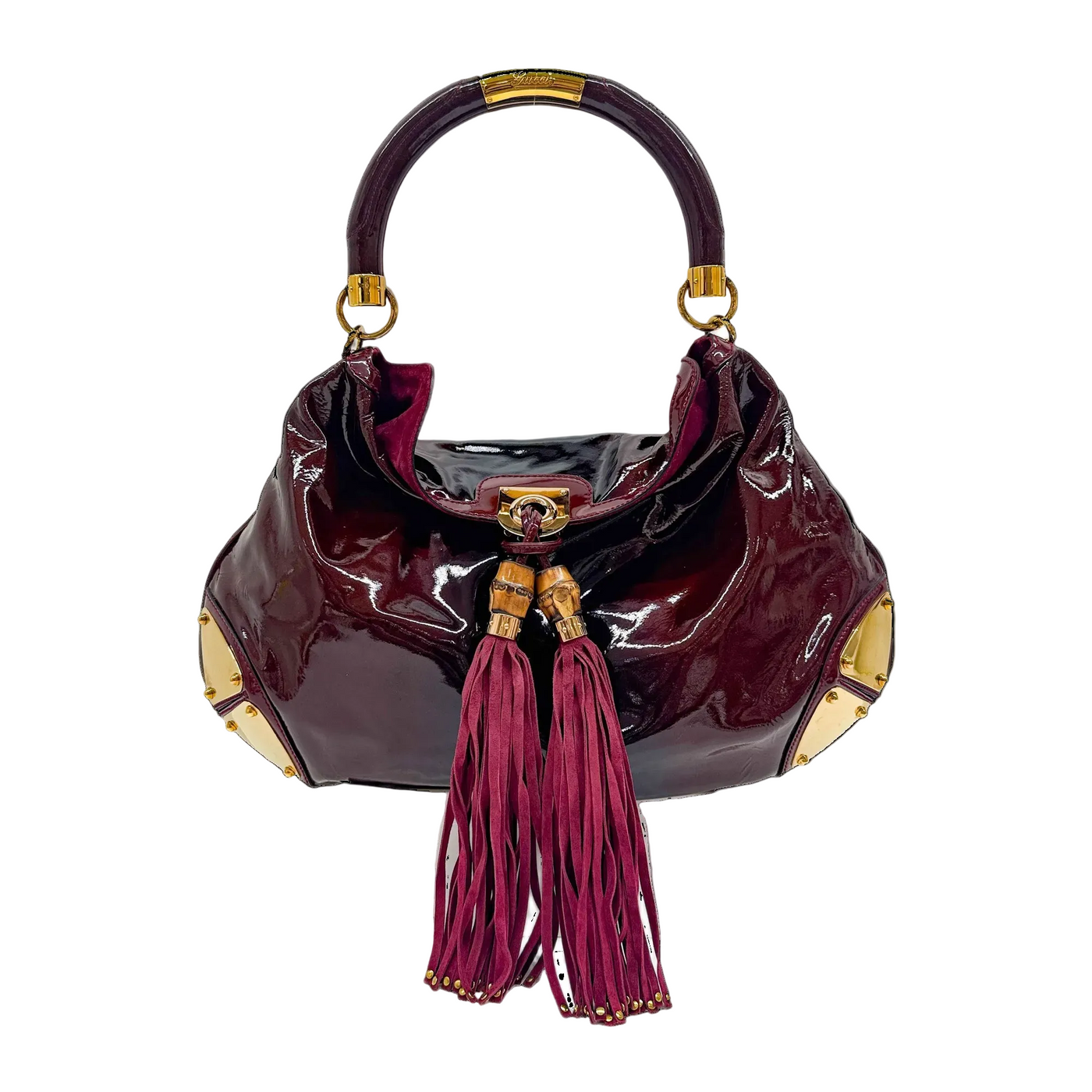 Babouska Indy Ombre Glittery Burgundy Patent Leather Hobo Shoulder Bag
