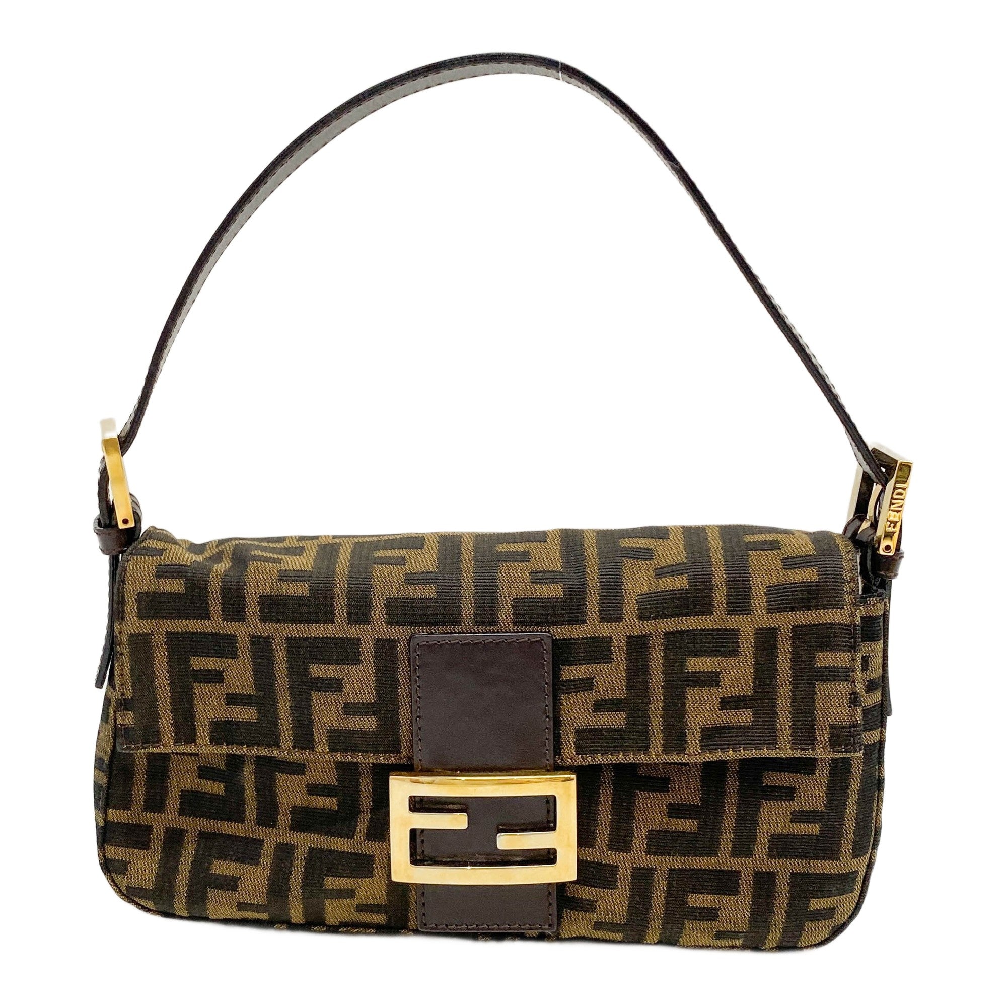 Baguette Brown Zucca Canvas Shoulder Bag