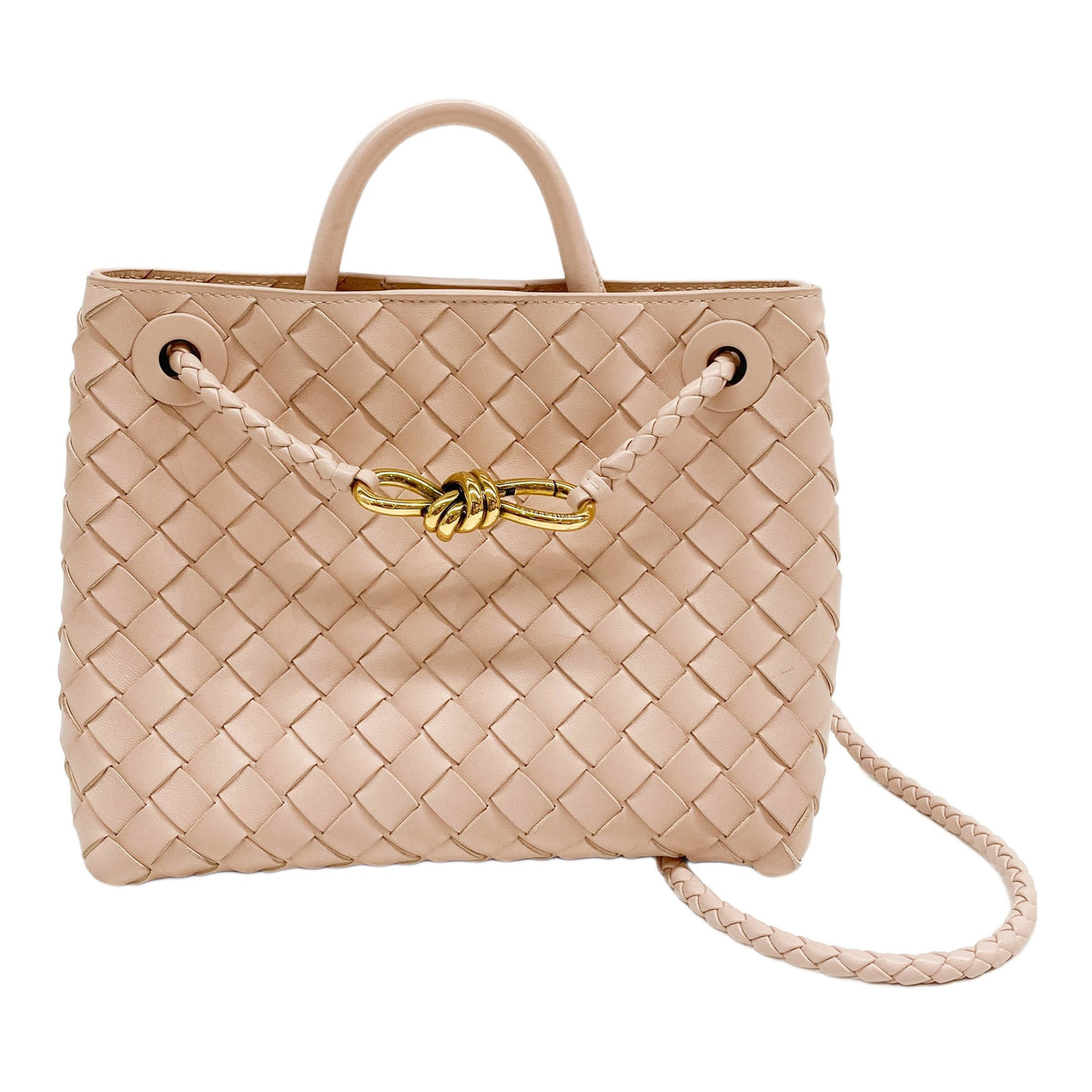 Small Andiamo Intrecciato Salmon Pink Handle Bag