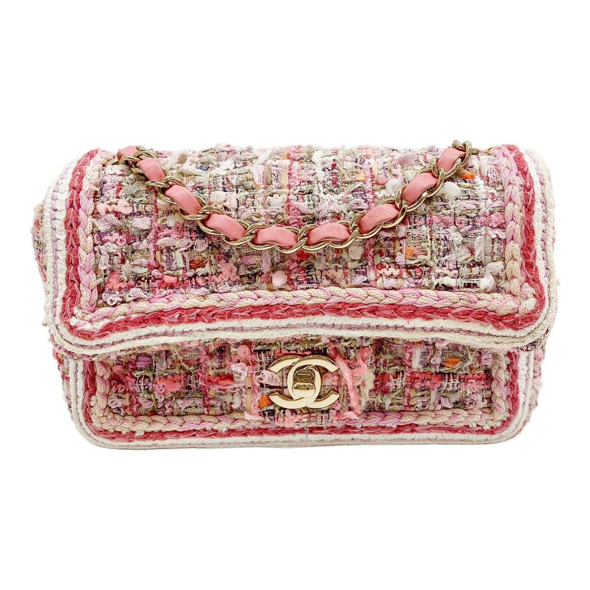 Classic Flap 2019 Pink Tweed Chain Shoulder Bag