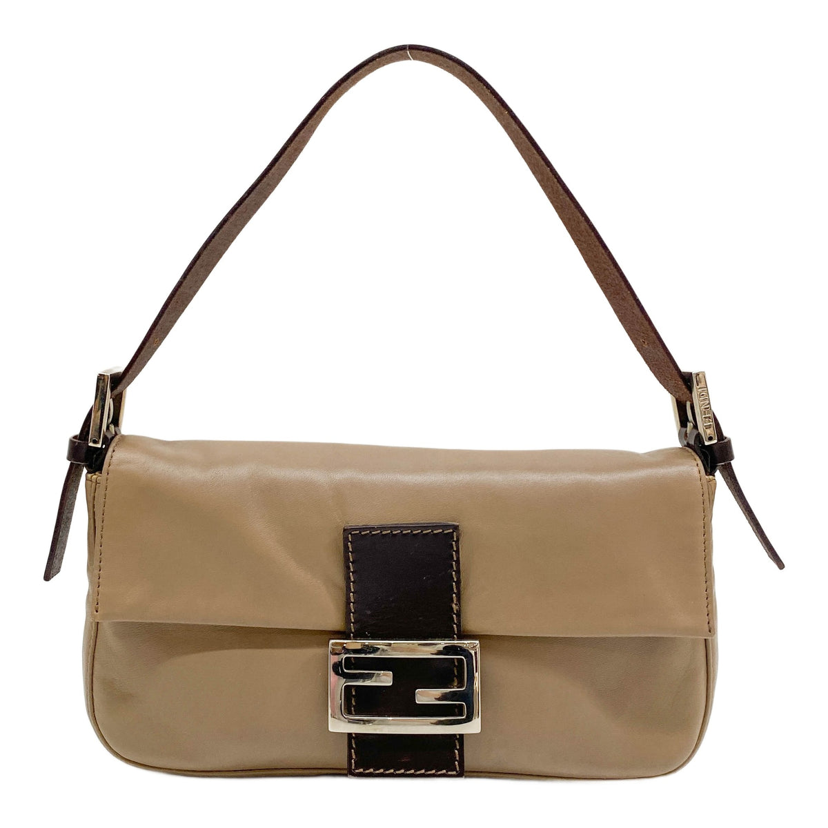Baguette Brown Leather Shoulder Bag