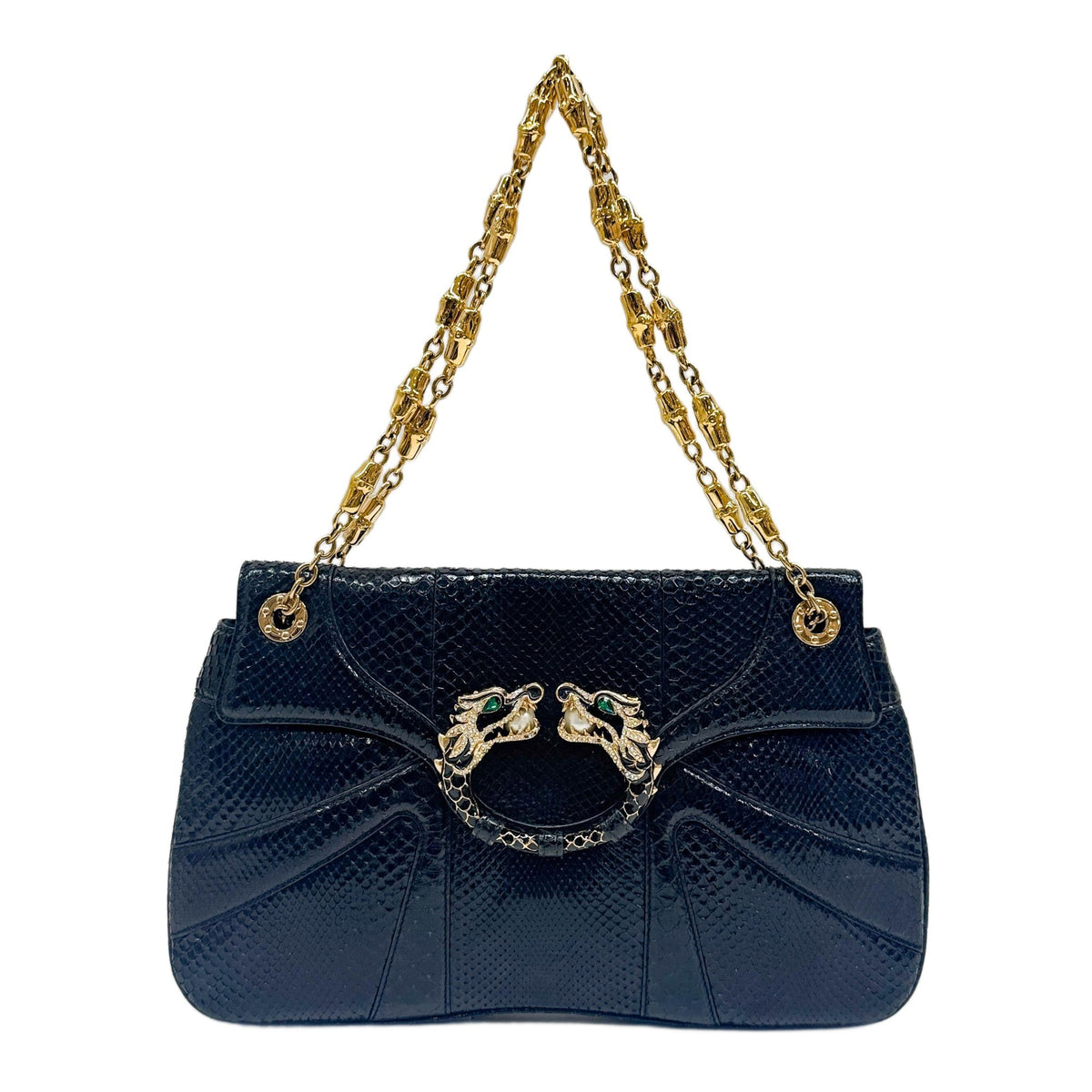Jeweled Dragon Black Python Skin Tom Ford Era Shoulder Bag