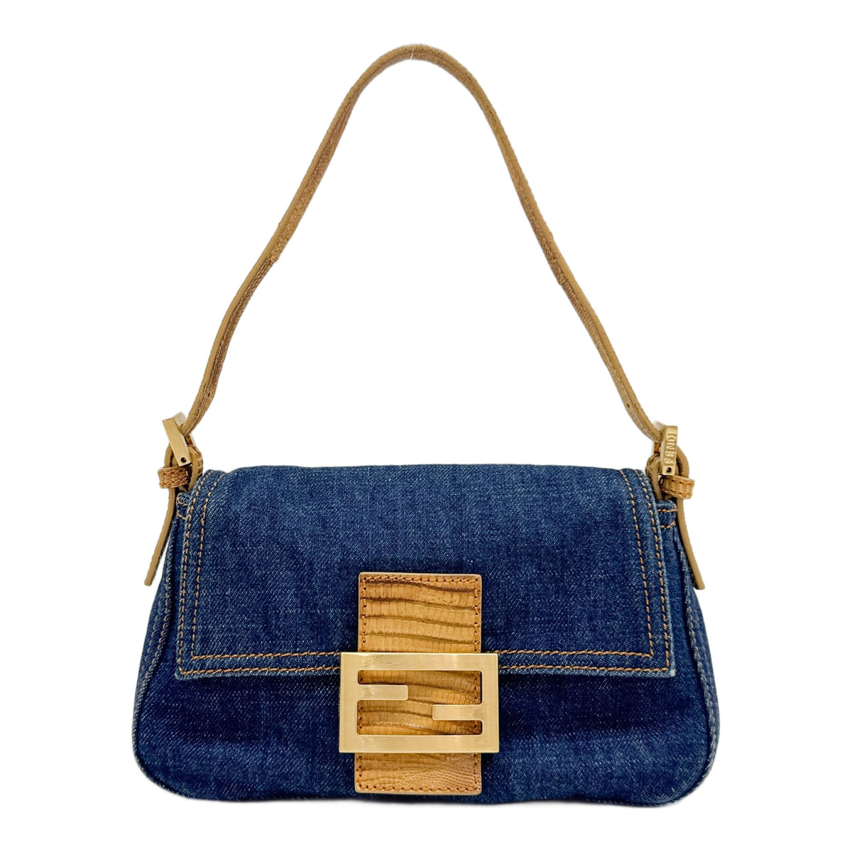 Mini Mamma Baguette Blue Denim Handle Bag