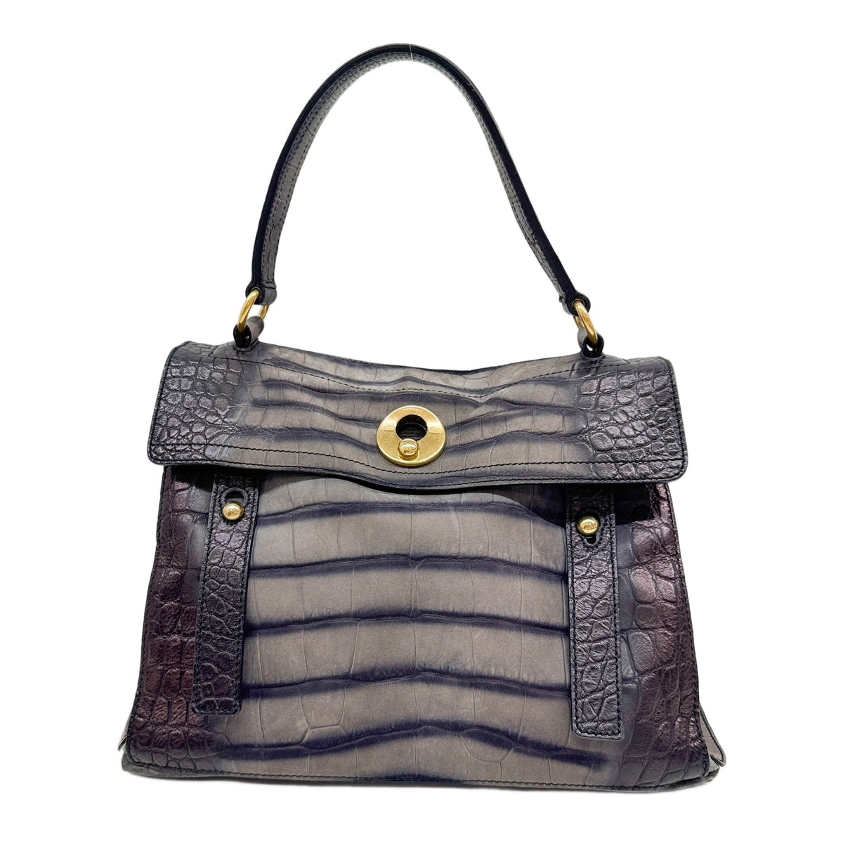 Muse II Grey Croc-Embossed Nubuck Leather Two Way Bag