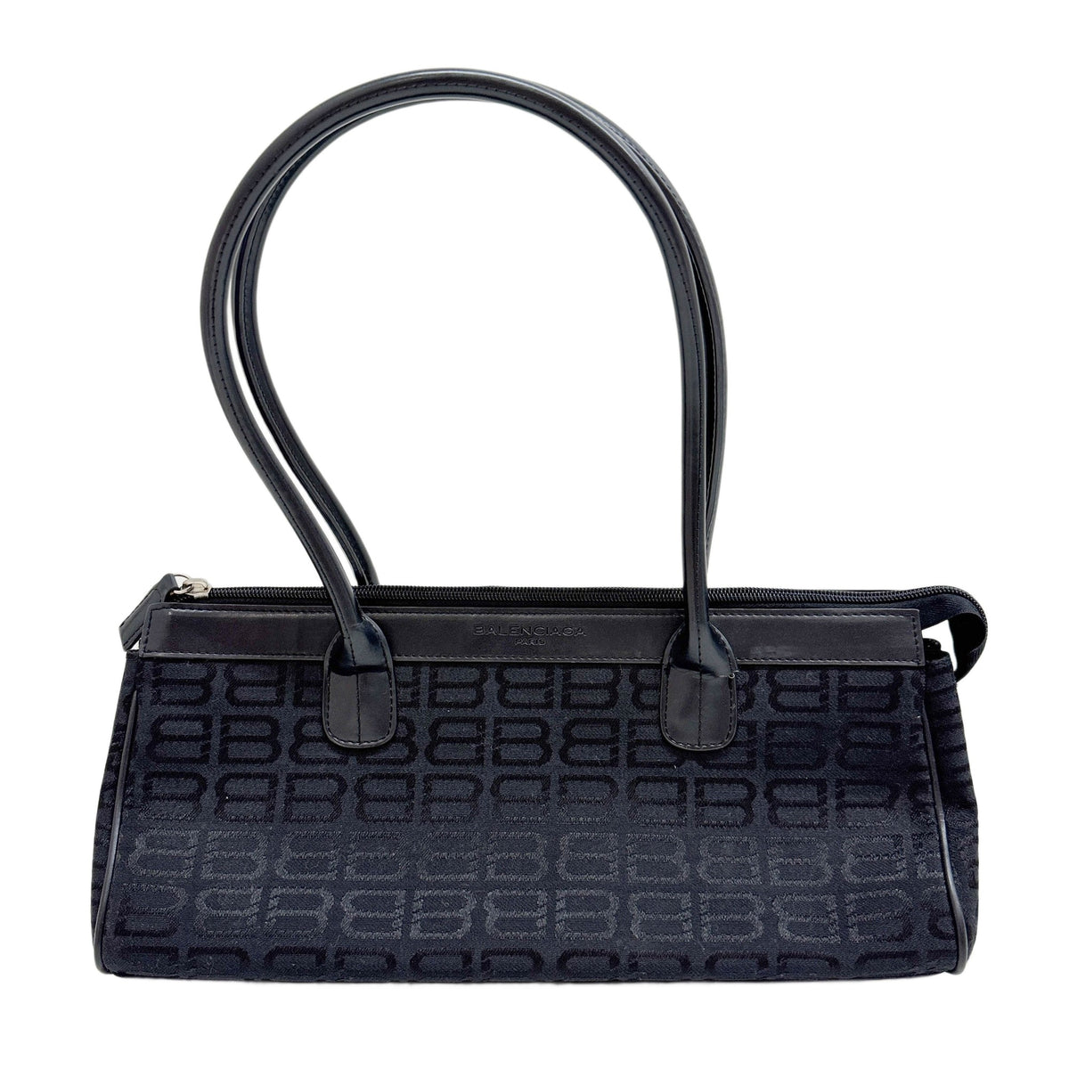 BB Logo in Black Canvas Shoulder Bag