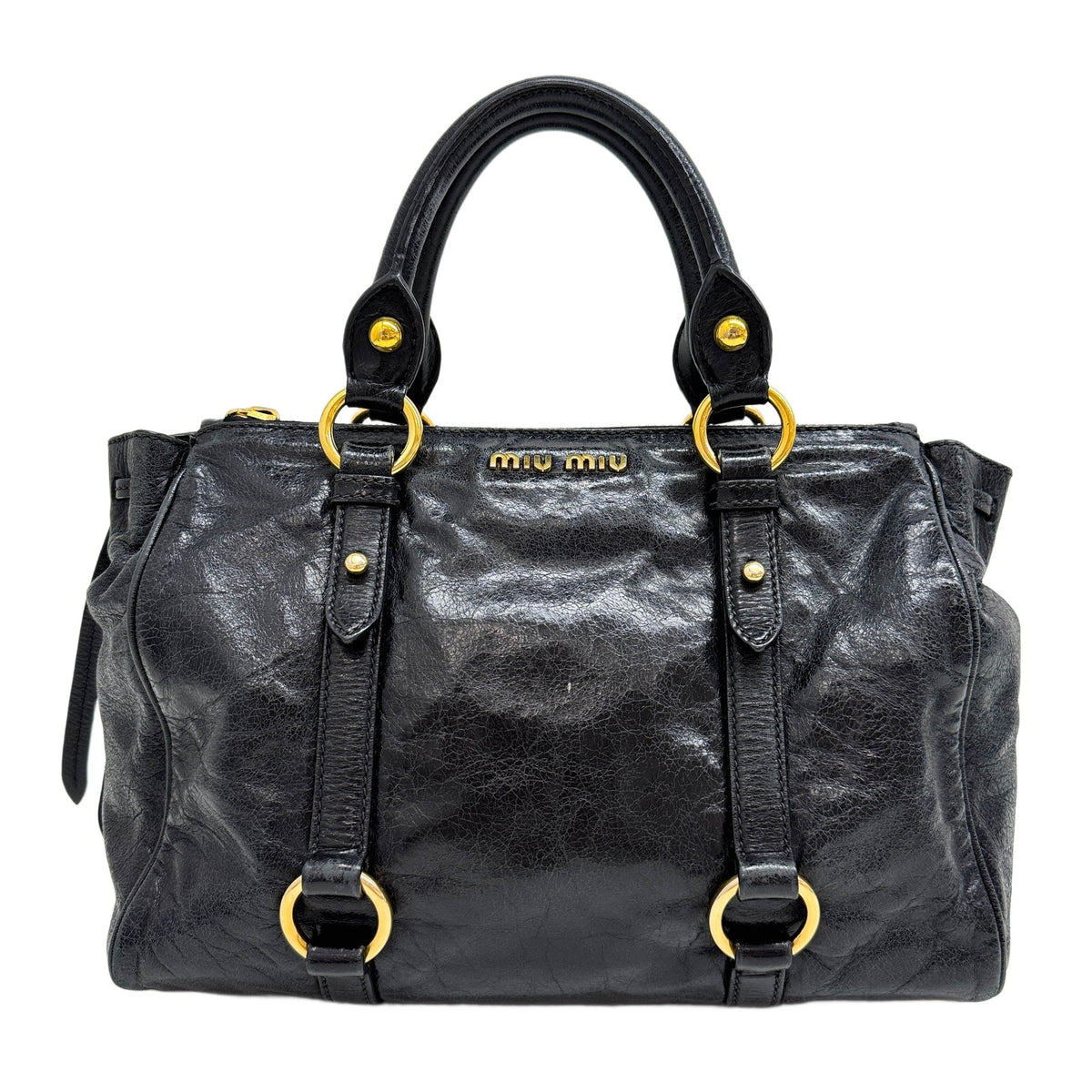 Vitello Lux Black Leather Hand Bag