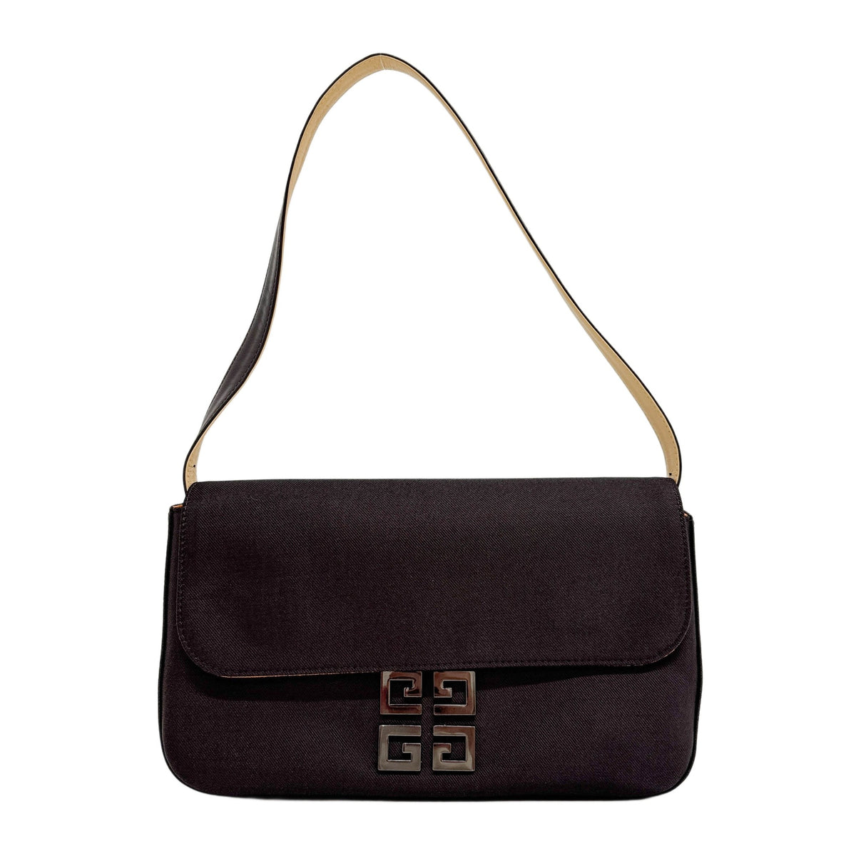 Orange Suede Interior Brown Canvas Shoulder Bag