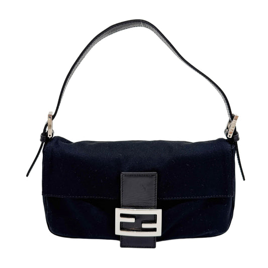 Baguette Black Neoprene Shoulder Bag