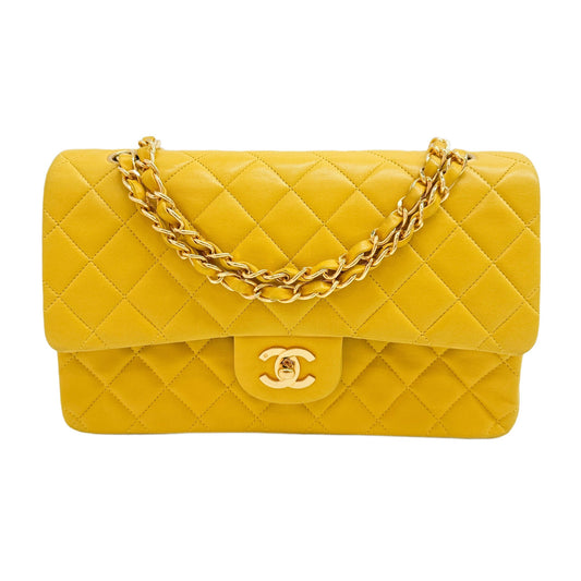 Classic Double Flap 1991-1994 Mustard Yellow Calfskin Leather Chain Shoulder Bag