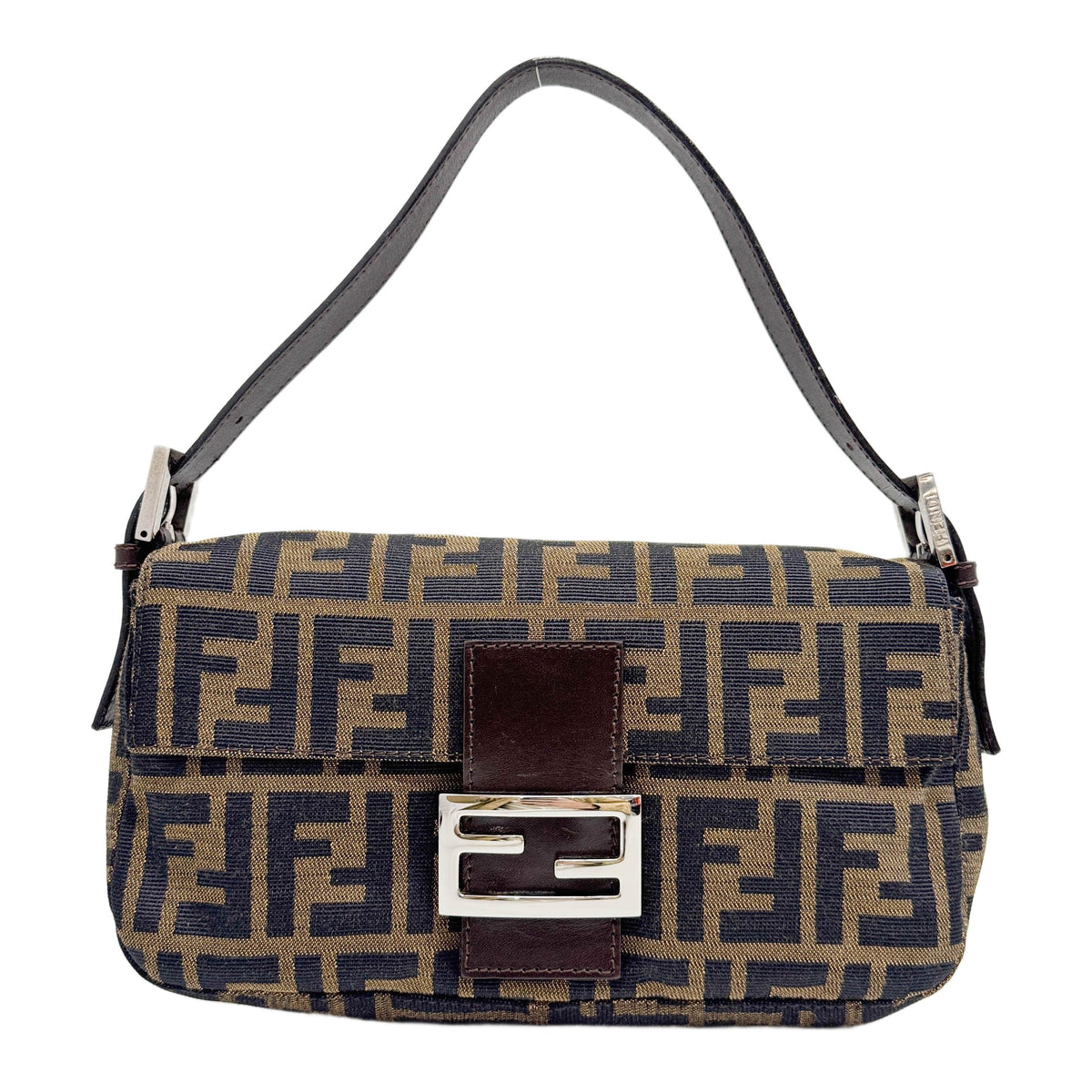 Baguette Brown Zucca Canvas Shoulder Bag