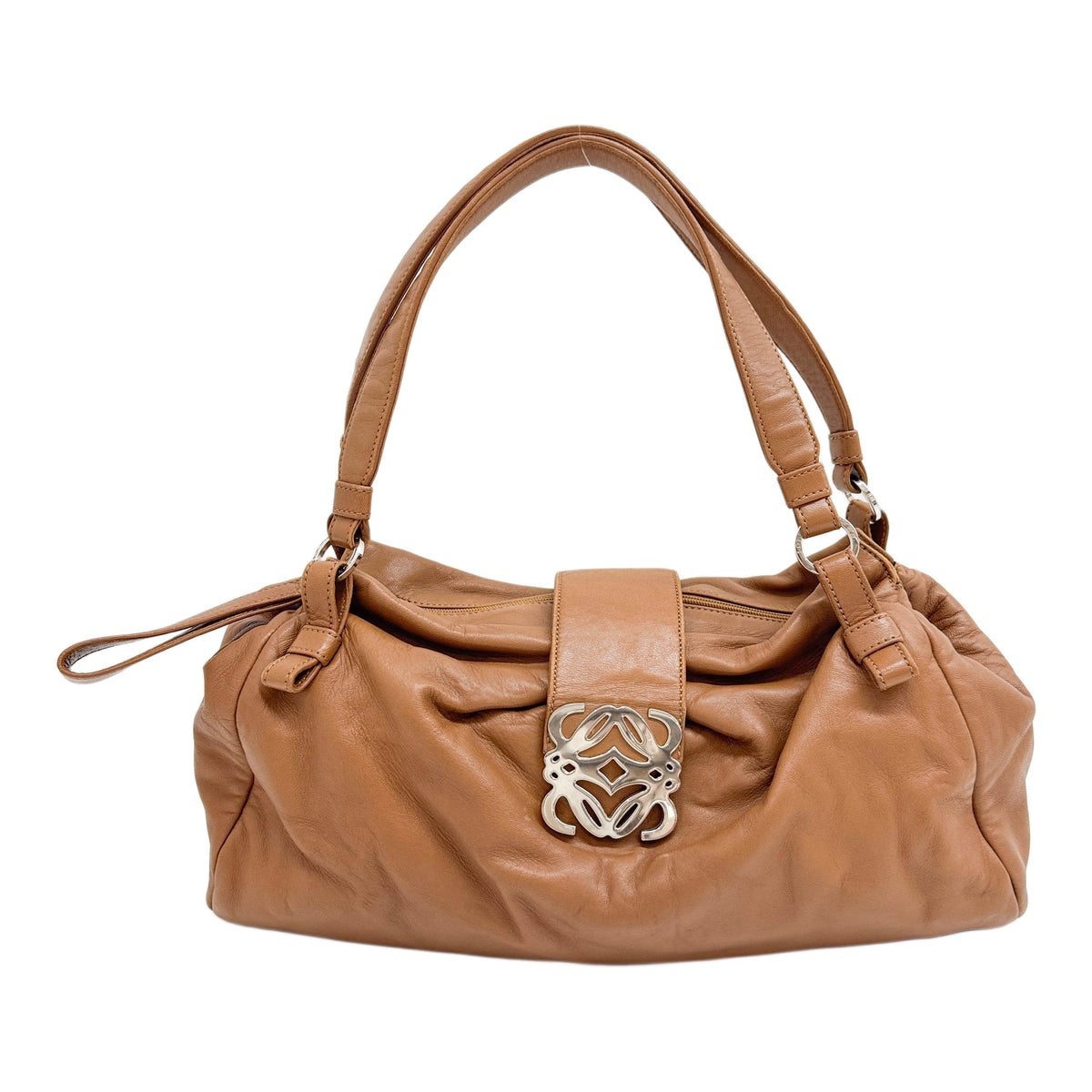 Anagram Light Brown Leather Shoulder Bag