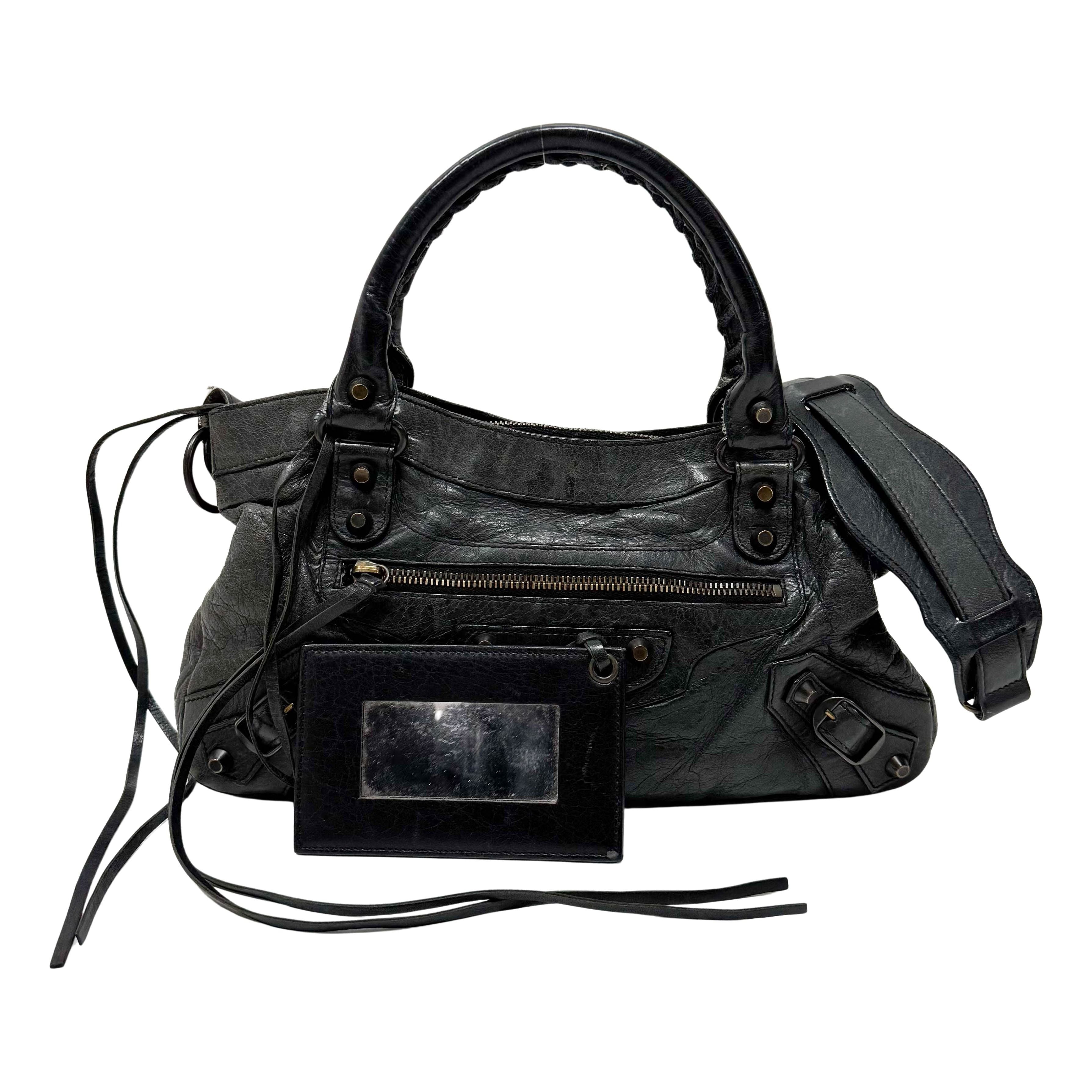 The First Black Calfskin Leather Handlebag