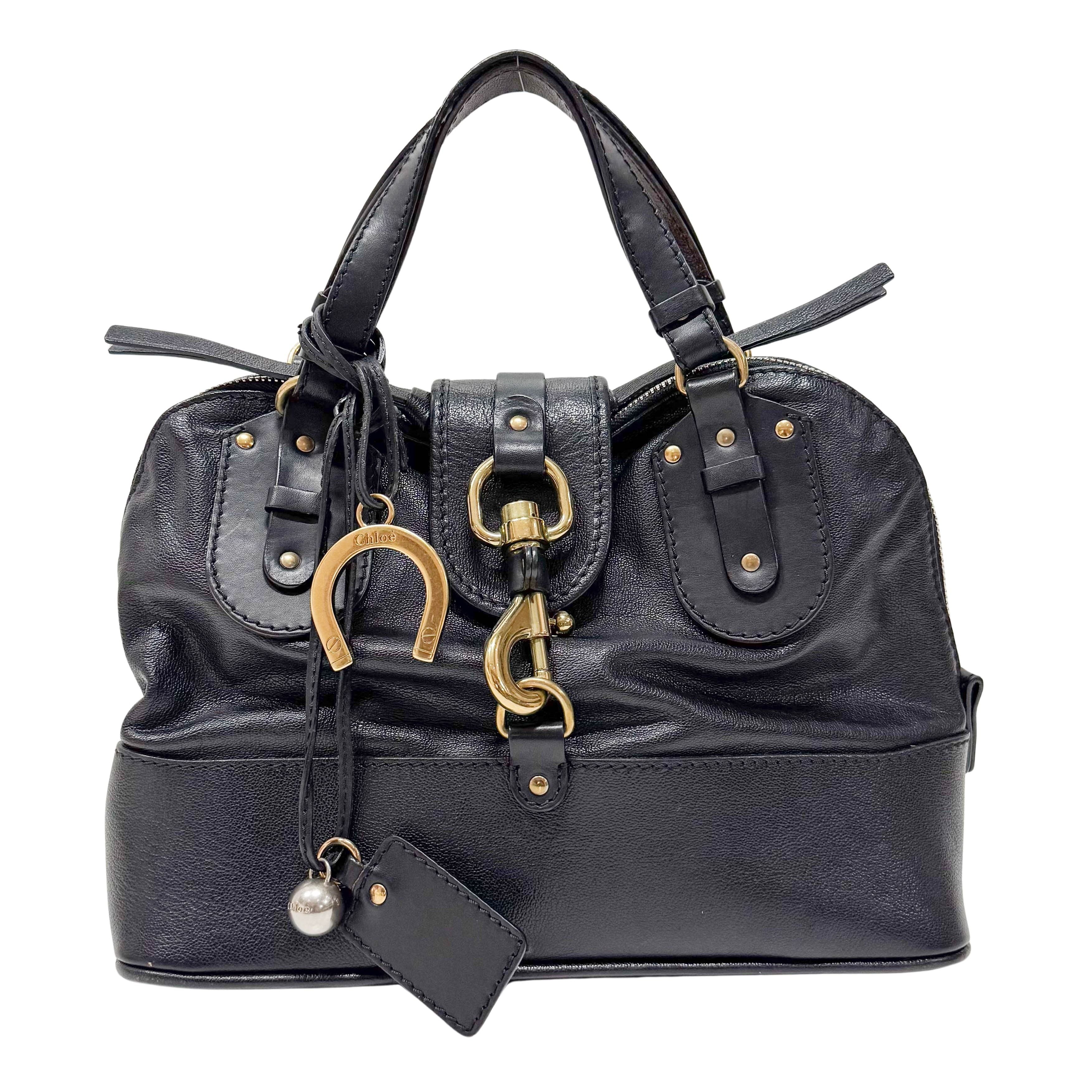 Kerala Black Leather Handbag