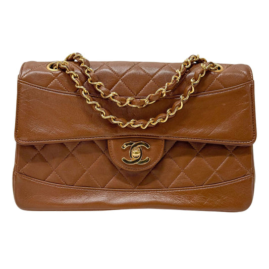 Timeless Classic Matelassé Brown Leather Shoulder Bag