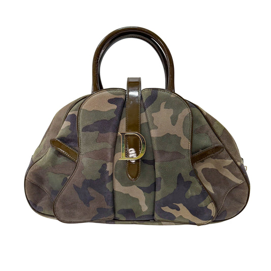 Vintage Green Camouflage Canvas Hand Bag