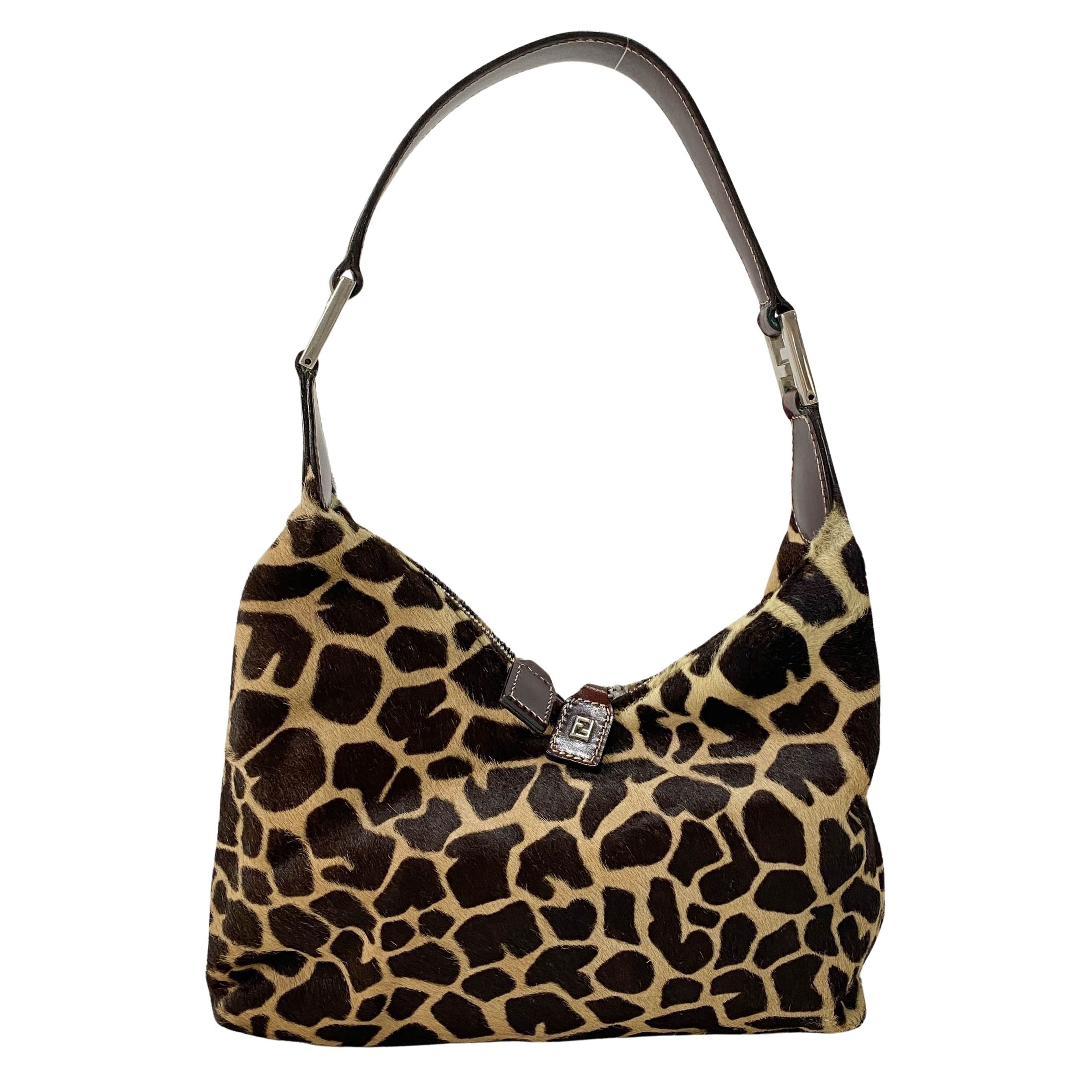 Zucca Giraffe Print Pony Hair Shoulder Bag