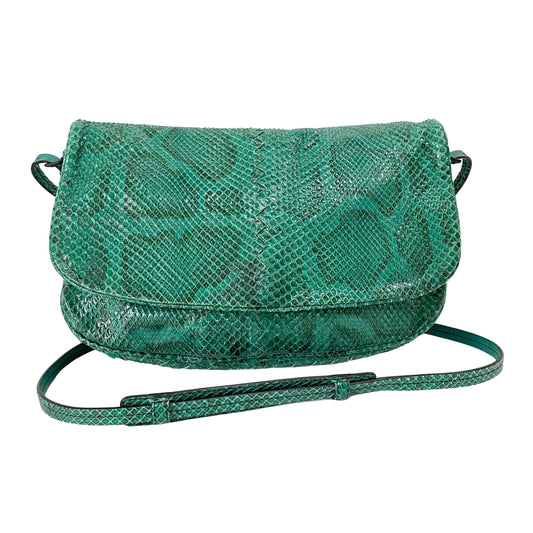 Green Embossed Snake Leather Crossbody Bag