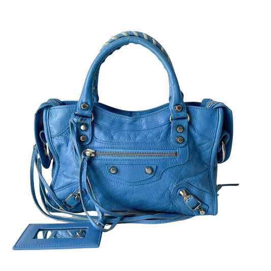 Mini City Blue Leather Two Way Bag