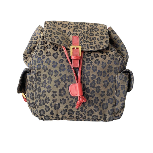 Brown Leopard Print Canvas Backpack
