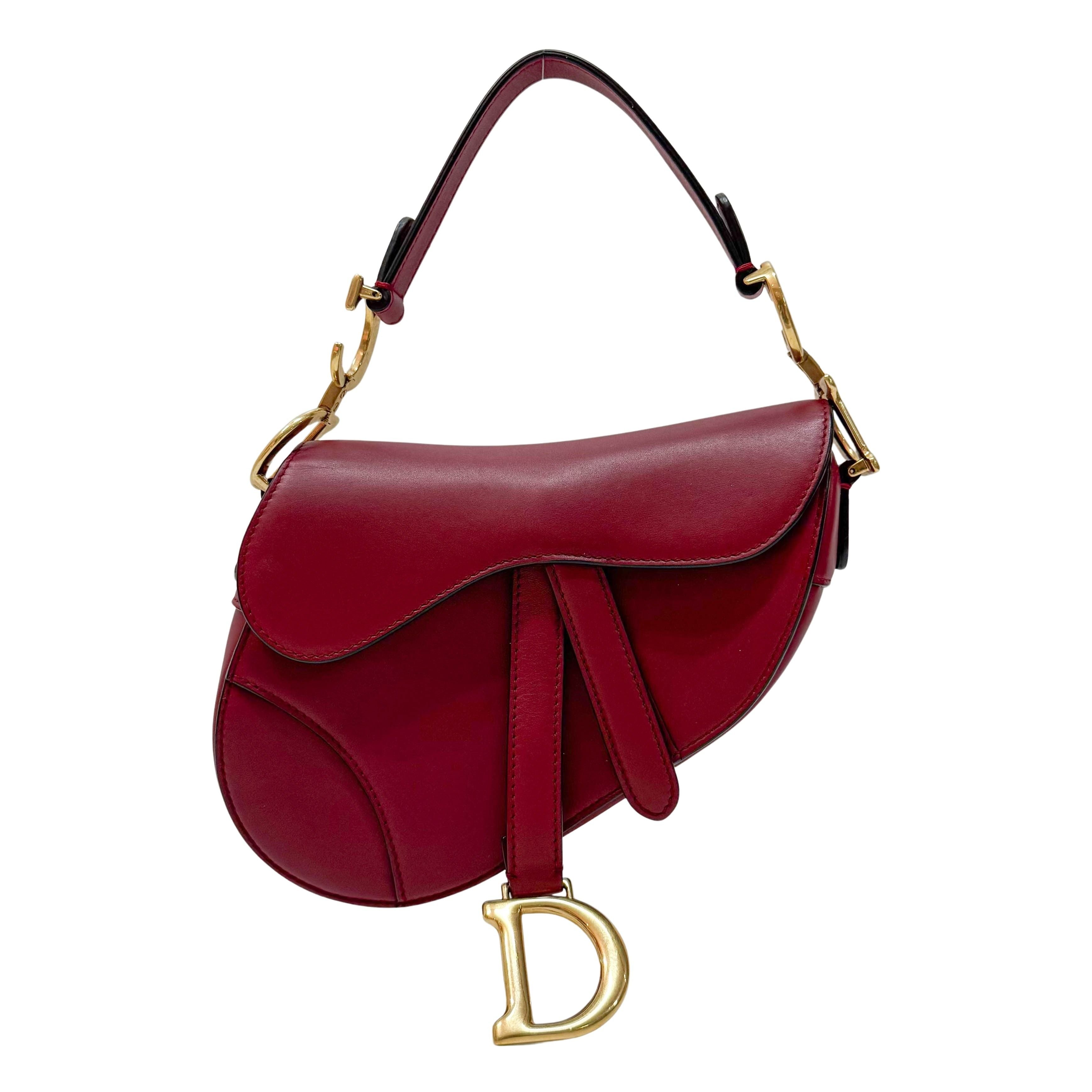 Saddle Red Leather Shoulder Bag