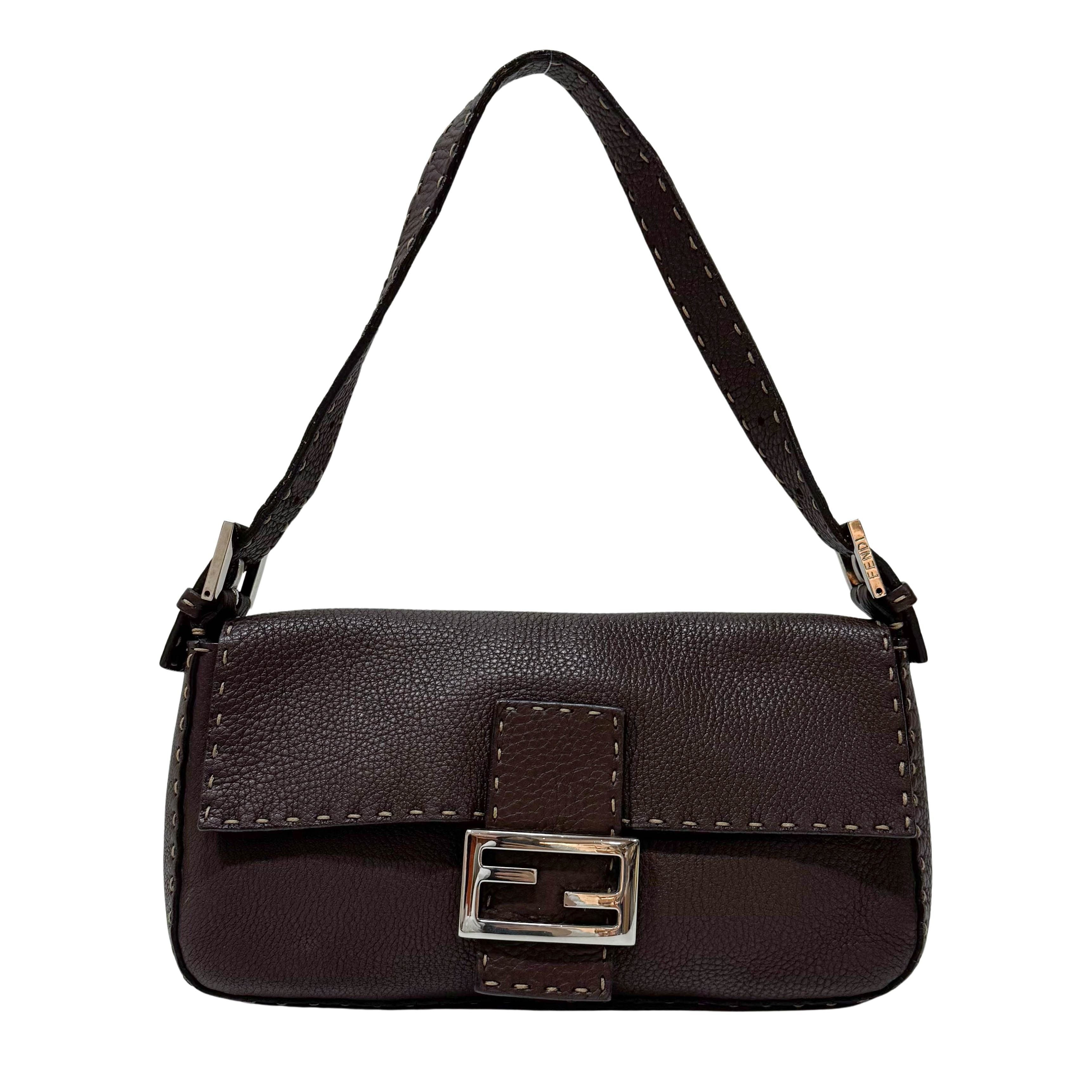 Selleria Baguette Brown Leather Shoulder Bag