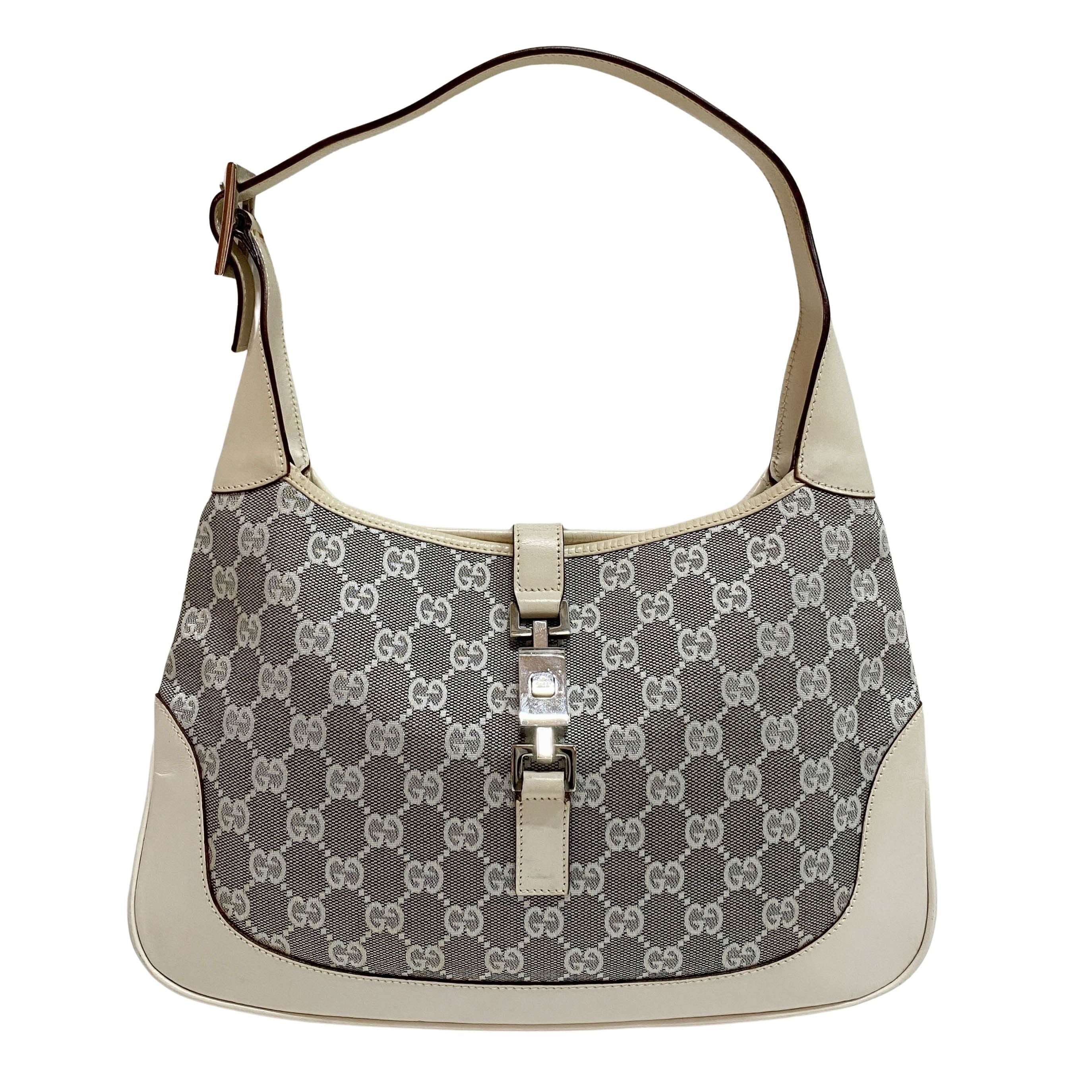 Jackie White GG Canvas Shoulder Bag