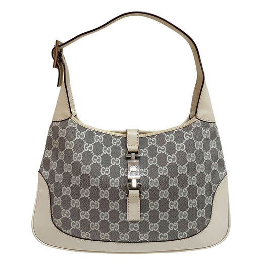 Jackie White GG Canvas Shoulder Bag