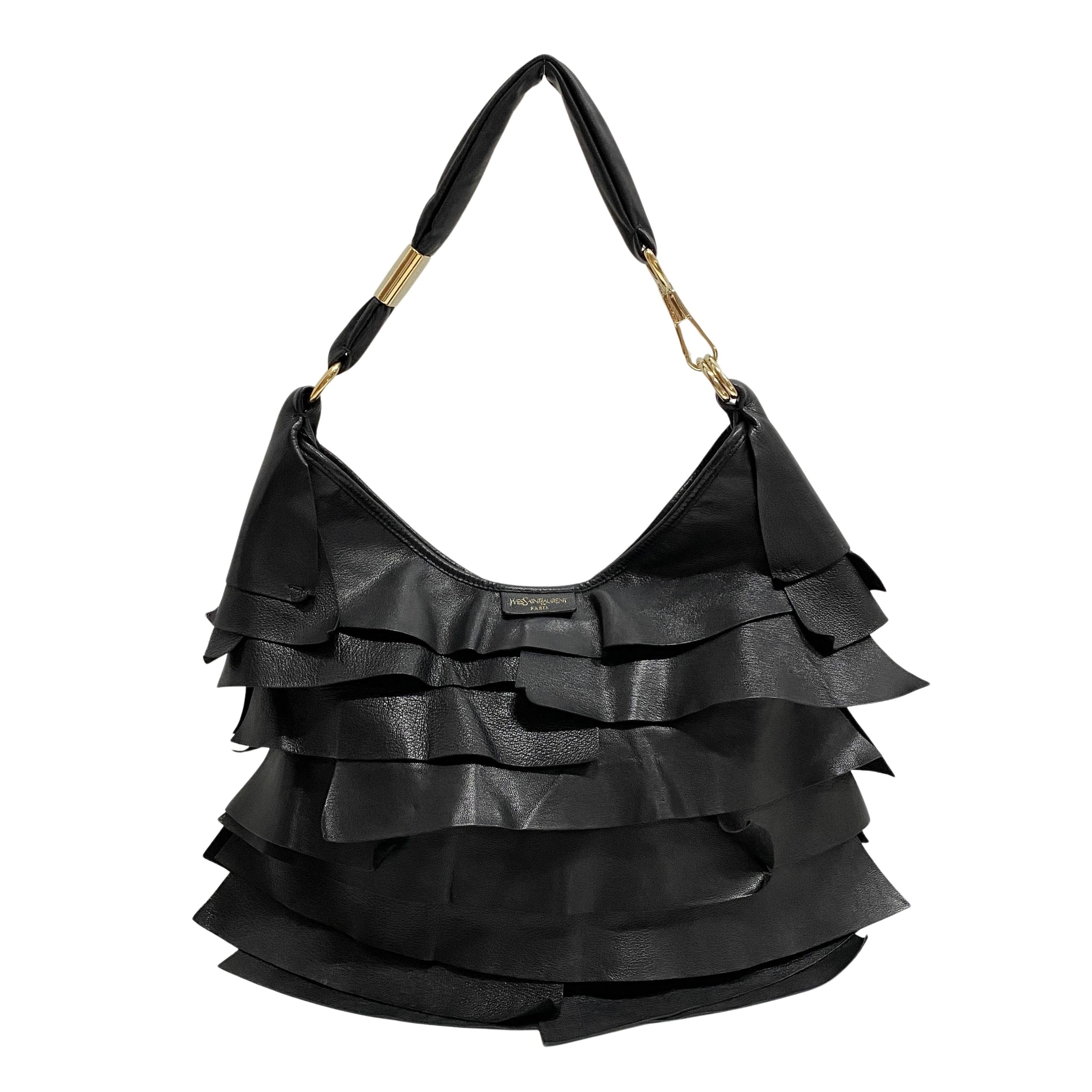 Saint Tropez Black Leather Shoulder Bag