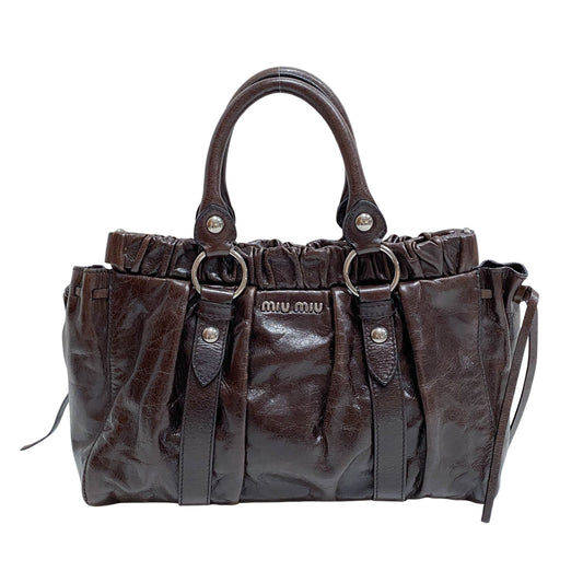 Vitello Bauletto Dark Brown Calfskin Leather Two Way Bag
