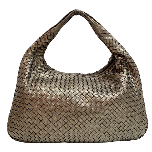 Intrecciato Gold Leather Hobo Bag
