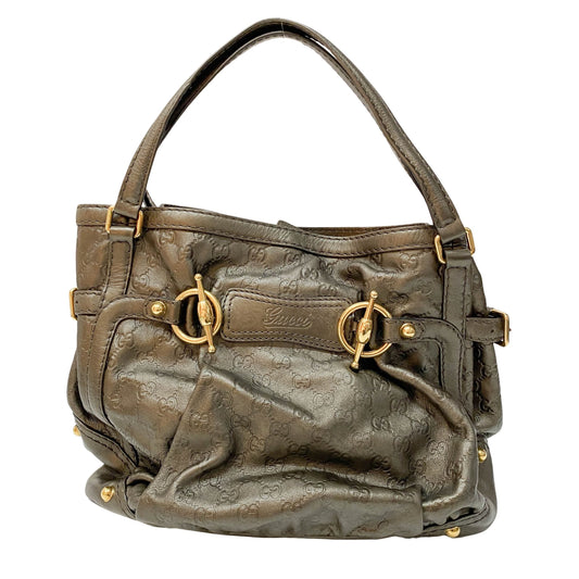 Guccisima Metalic Green Leather Hobo Shoulder Bag