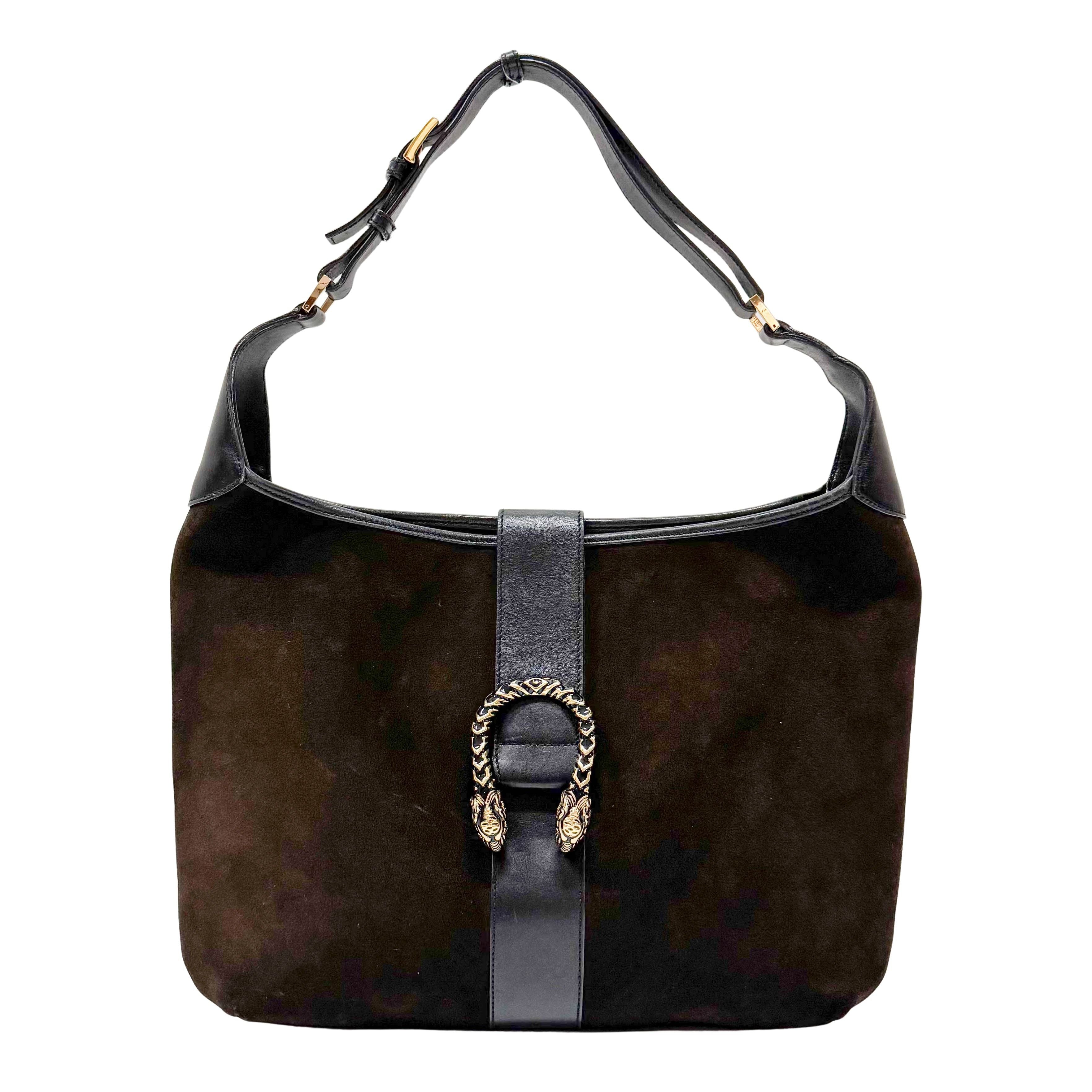 Dionysus Dark Brown Suede Hobo Bag