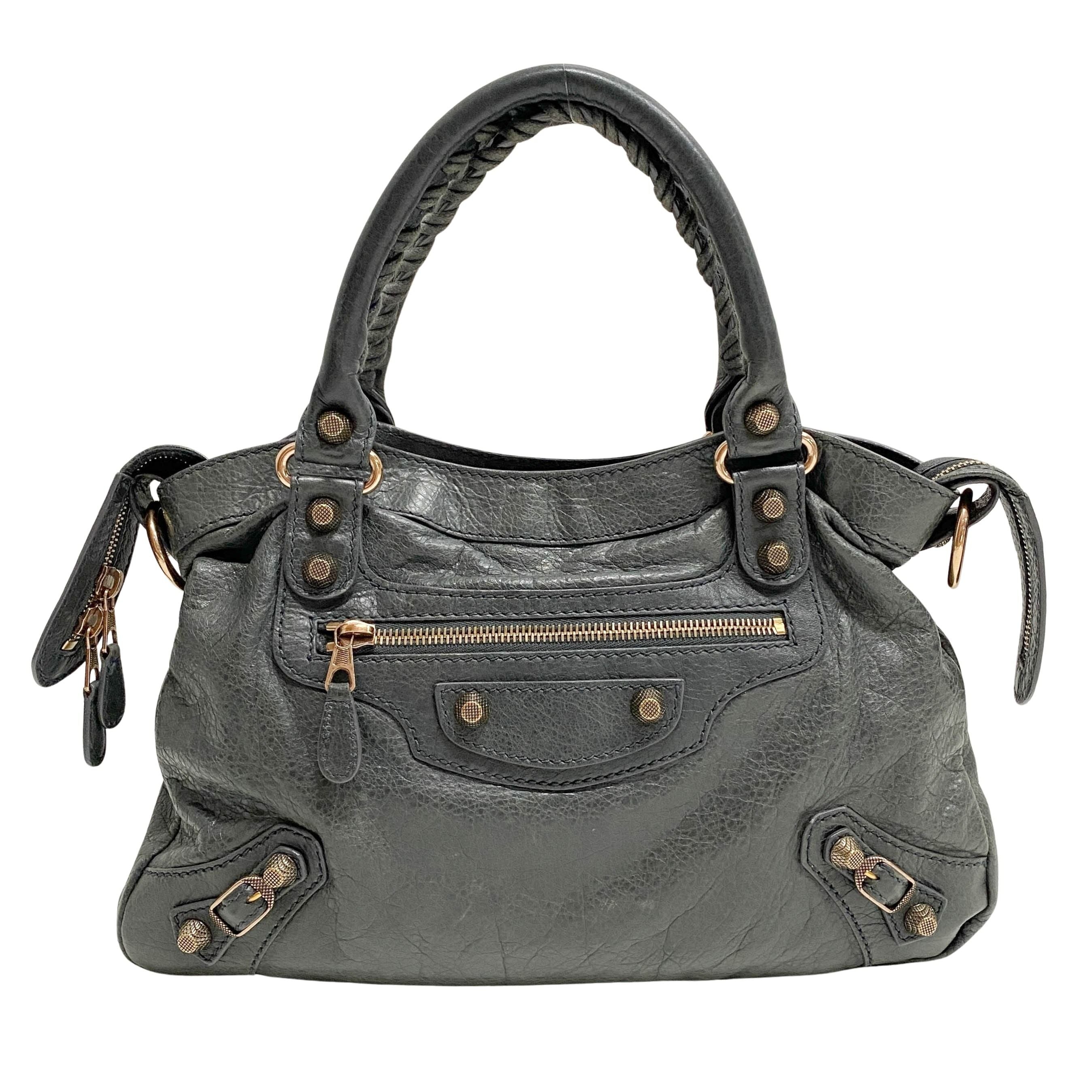 The Town Grey Calfskin Leather Two Way Bag