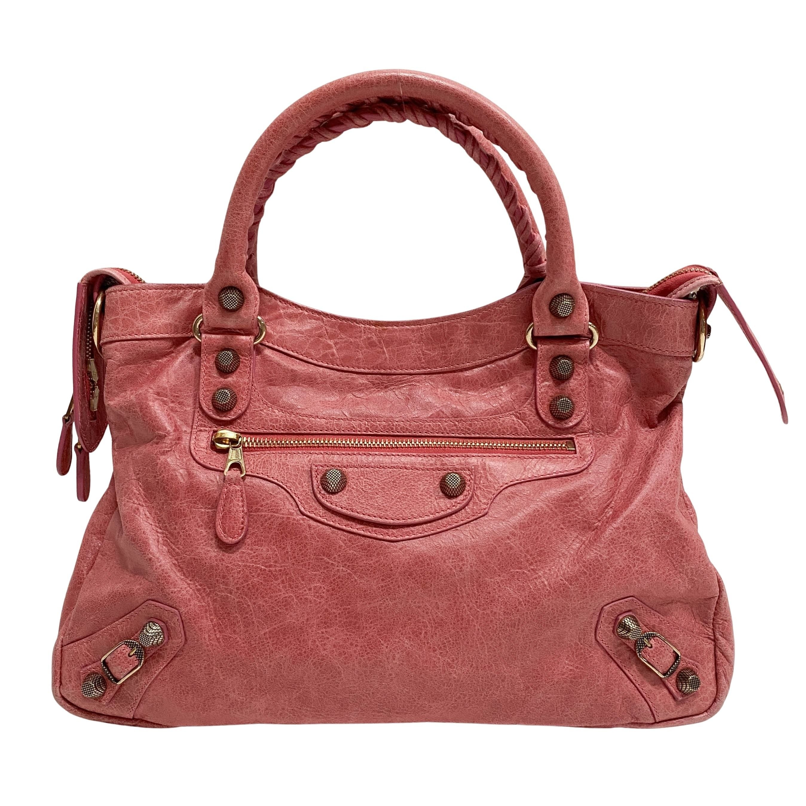 The Town Pink Calfskin Leather Two Way Bag