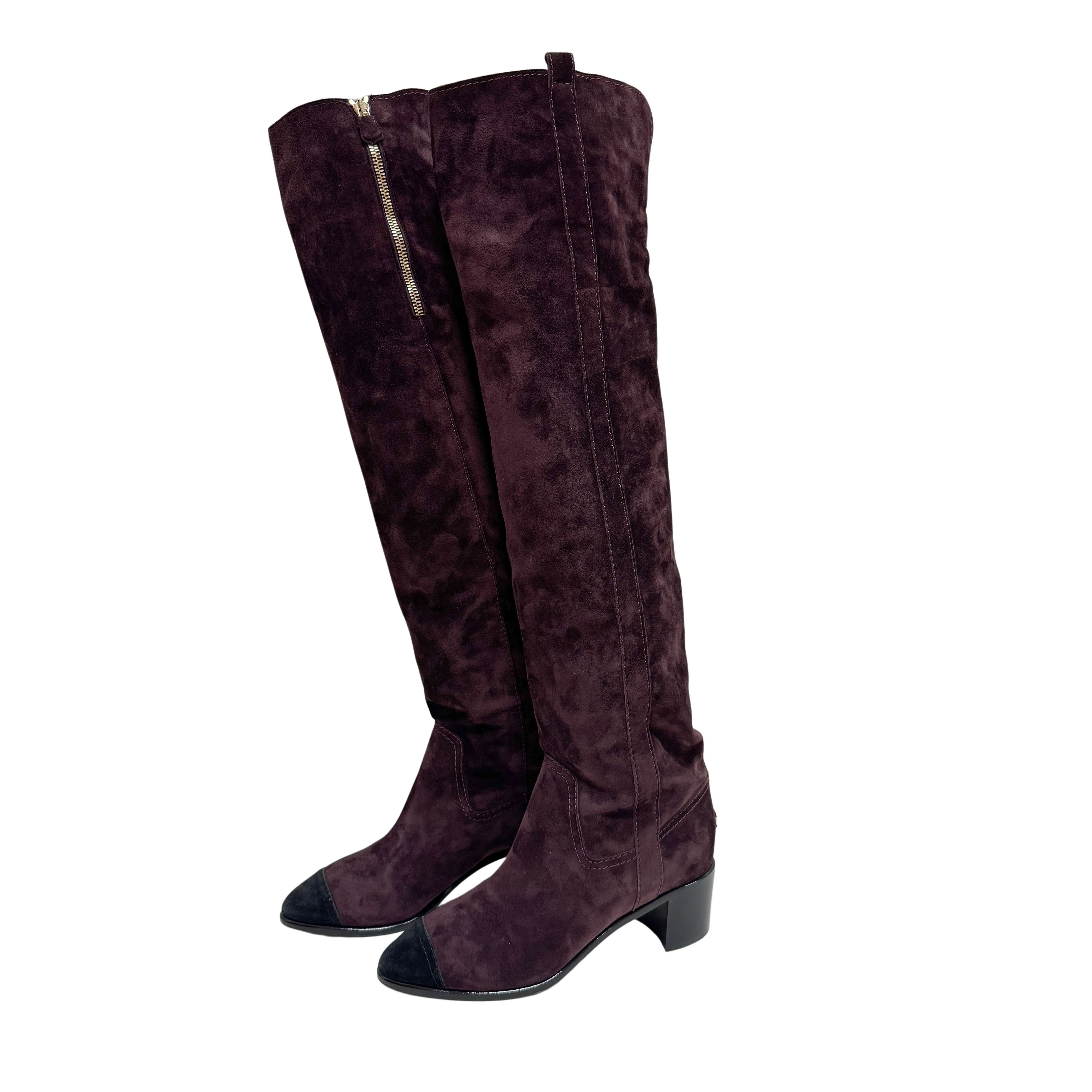 Size 37 Purple Suede Long Boots