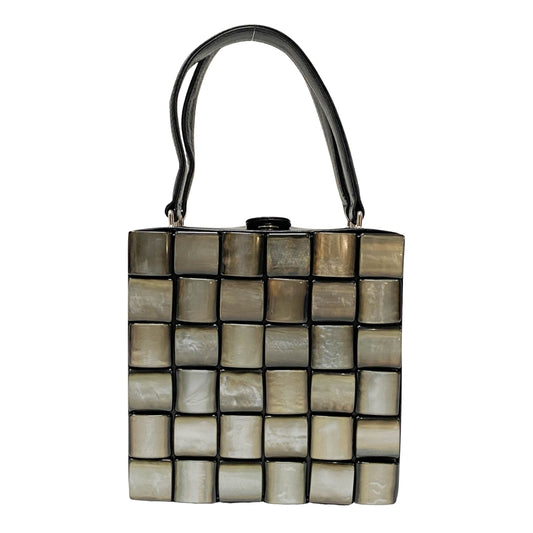 Intrecciato Black & Silver Leather Box Handbag